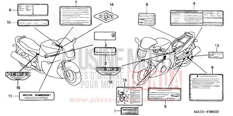 ETIQUETTE DE PRECAUTIONS de Super Blackbird CANDY MUTHOS MAGENTA (R228) de 1997